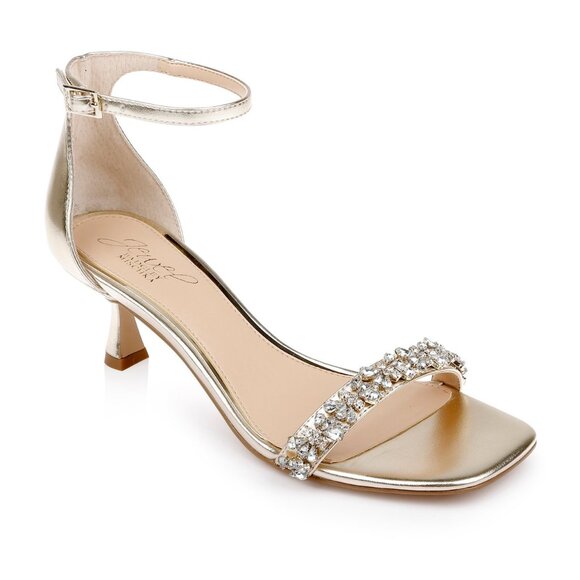 Brand New - Jewel Badgley Mischka womens Angel Sassy Kitten Heel Light Gold - 10 - Picture 1 of 5